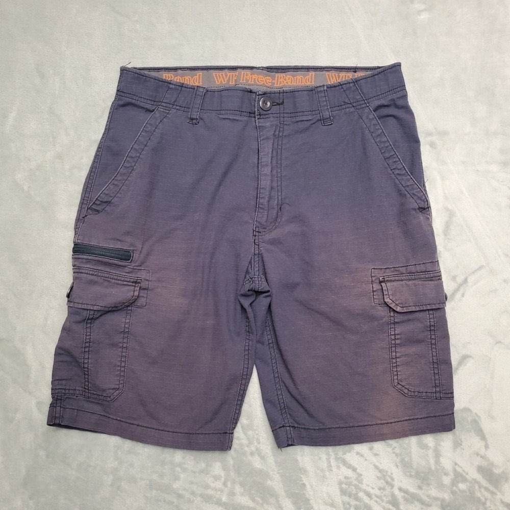 Wear First Free Band Cargo Shorts Men 36 Black Ripstop Flat Front  Cargo WF